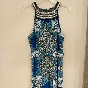 Dress Barn maxi dress with beautiful beading at the neckline.